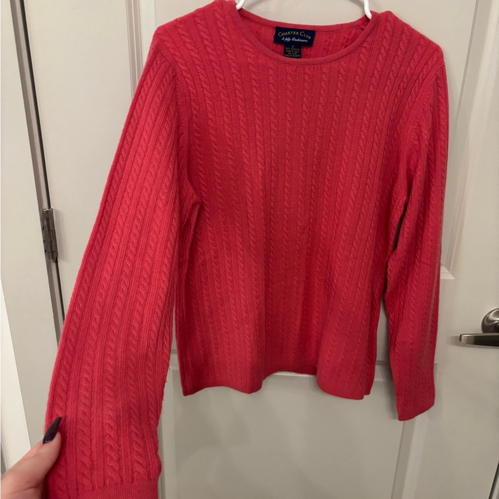Charter Club 100% Cashmere cable knit pink sweater size S - Picture 6 of 9